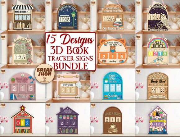 15 Designs Reading Tracker SVG Bundle: Creative Ways to Track and Celebrate Your Reading Journey