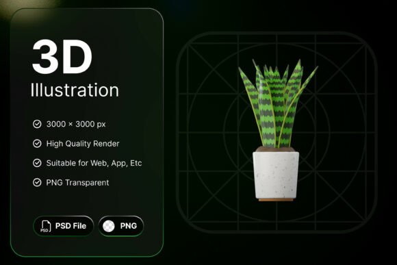 Evaluating the Modern 3D Snake Plant Icon for Professional Design Workflows