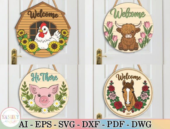 Farm Animal Door Hanger SVG Bundle for Creative Home Decor
