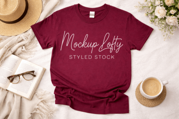Gildan 5000 Maroon T-Shirt Mockup for Professional Design