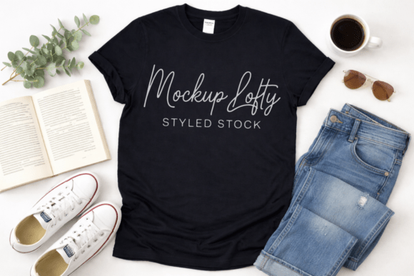 Gildan 64000 Black Unisex T-shirt Mockup: Integrating Realistic Apparel Visualization into Your Design Workflow