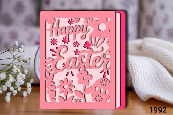 Happy Easter Floral Card SVG Layer 1992: A Creative Digital Design for Greeting Cards and Papercraft Projects