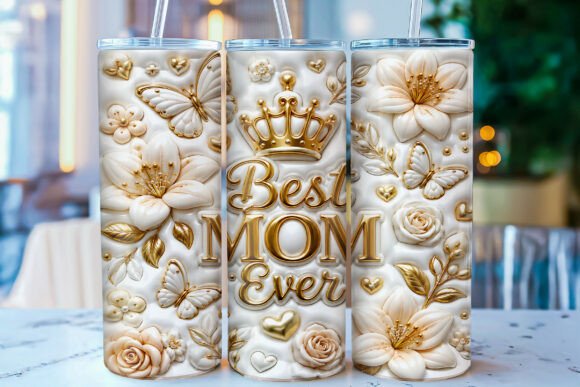 Inflated Best Mom Ever Tumbler Wrap PNG