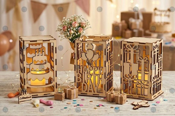 Laser Cut Birthday Lantern SVG Bundle