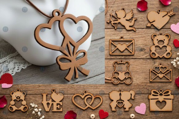 Laser Cut Valentine Pendant SVG Bundle: Creative Crafting Made Easy