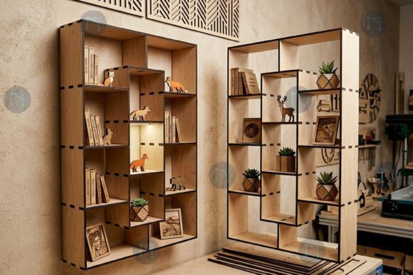Laser Cut Wall Bookshelf SVG Bundle