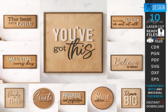 Motivational Wall Signs Laser Cut Bundle: A Practical Resource for Custom Home and Office Decor