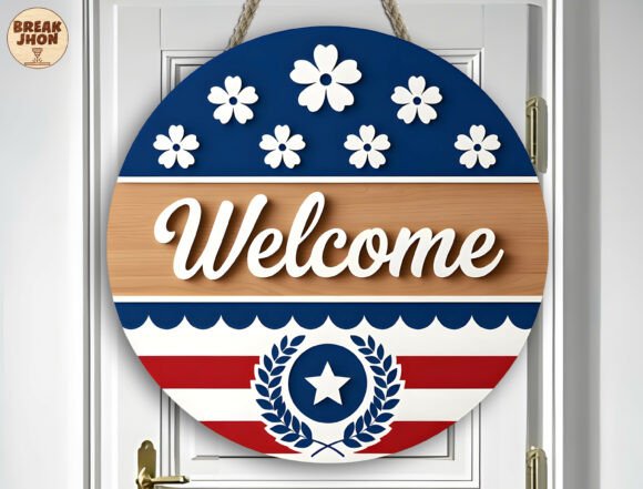 Patriotic Welcome Sign Laser Cut SVG