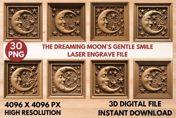 The Dreaming Moon’s Gentle Smile Laser E: A Guide to Celestial Wood Relief Art
