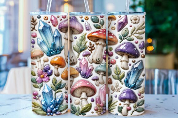 Transform Your Tumbler with the Inflated Mushroom 20oz Tumbler Wrap PNG
