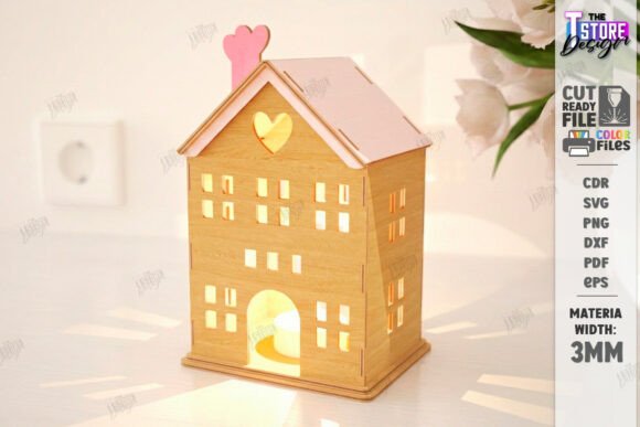 Valentine Candle House Laser Cut Love SVG Guide