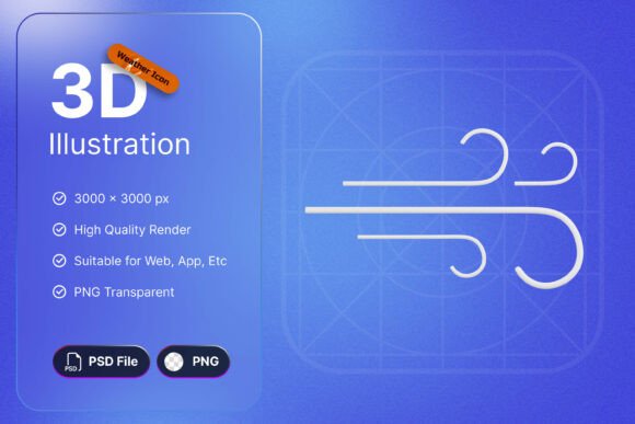 Wind Icon: Elevating Digital Interfaces with Fluid 3D Design